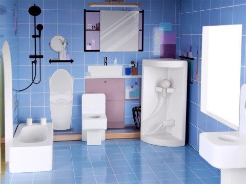 JOKOMISIADA Domek drewniany dla lalek + basen winda mebelki ZA4835