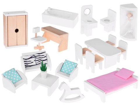 JOKOMISIADA Domek drewniany dla lalek + basen winda mebelki ZA4835