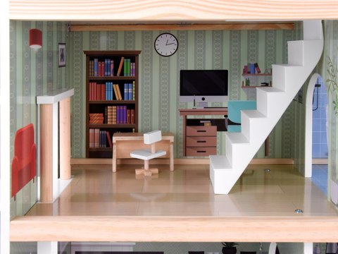 JOKOMISIADA Domek drewniany dla lalek + basen winda mebelki ZA4835