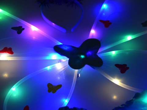 JOKOMISIADA Niebieski świecący Kostium dla Małej wróżki Skrzydełka Motyl bal ZA4805 NI