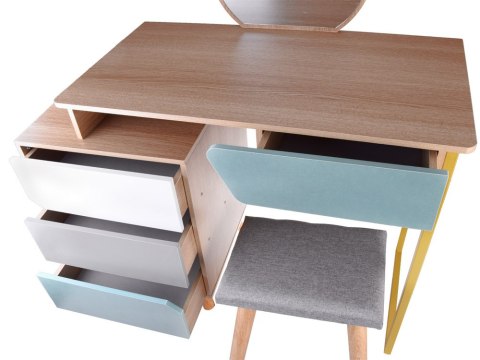 JOKOMISIADA Nowoczesna drewniana Toaletka lustro taboret dla dziewczynki dzieci ZA4828