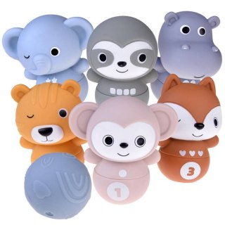 JOKOMISIADA Zestaw gumowych zwierzaków kręgle sensoryczne piłka ZOO dla dzieci ZA4818