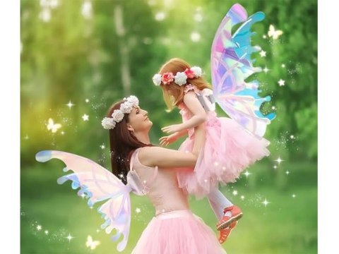 JOKOMISIADA Bajkowe Skrzydła dla Motylka, Elfa, Wróżki Świecące skrzydełka Led ZA5001