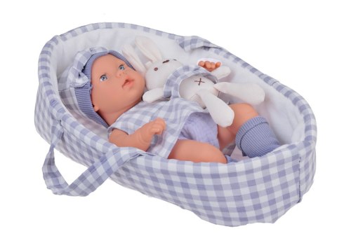 JOKOMISIADA Bobas Lalka Noworodek ubrana szara czapka sukienka maskotka królik ZA5007