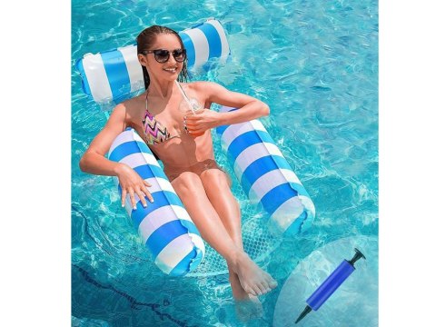 JOKOMISIADA Wygodny Fotel do pływania dmuchany siatka Materac hamak 110x 90 cm SP0767