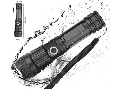 JOKOMISIADA Mocna Latarka LED akumulatorowa USB wodoodporna SP0799