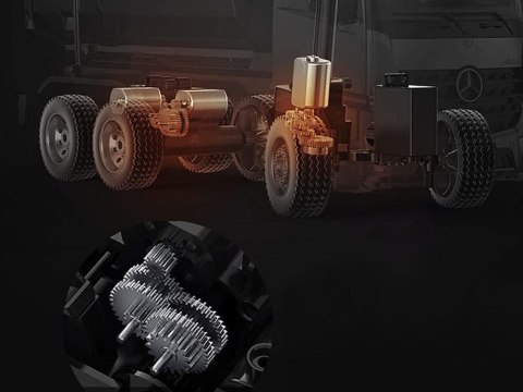 EE Mercedes Arocs METALOWA wywrotka sterowana EE ruchoma naczepa 1:20 RC0667