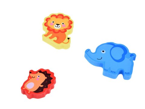 JOKOMISIADA Drewniane puzzle układanka zwierzątka safari 7ele dopasuj kształty ZA5256