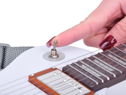 JOKOMISIADA Gitara Elektryczna z paskiem Muzyczna Zabawka dla Dziecka IN0170