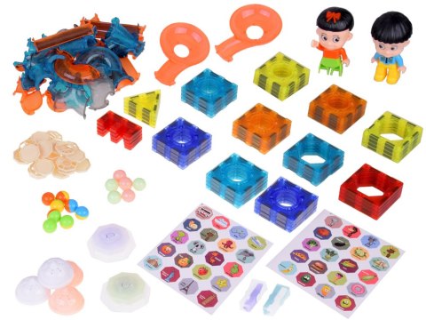 JOKOMISIADA Klocki Magnetyczne 3D Zbuduj Duży świecący Tor Kulkowy 142 ele ZA5238