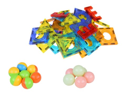 JOKOMISIADA Klocki Magnetyczne 3D Zbuduj Duży świecący Tor Kulkowy 142 ele ZA5238