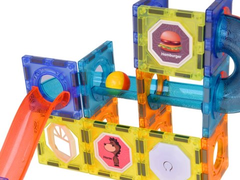 JOKOMISIADA Klocki Magnetyczne 3D dla dzieci Zbuduj Świecący Tor Kulkowy 49 ele ZA5250