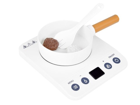 JOKOMISIADA Kuchenka indukcyjna + garnki talerze warzywa do krojenia zestaw ZA5246