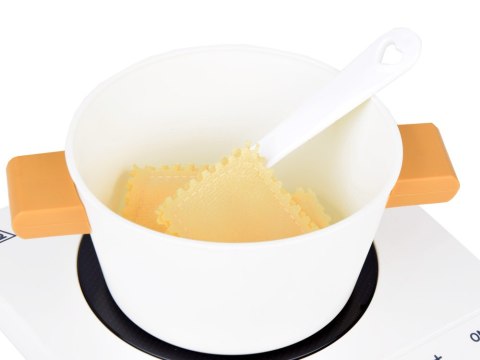 JOKOMISIADA Kuchenka indukcyjna + garnki talerze warzywa do krojenia zestaw ZA5246