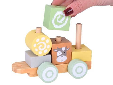 JOKOMISIADA Miętowa Drewniana Kolejka Lokomotywa z Wagonami i Klockami 23 ele ZA5262