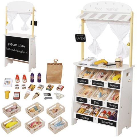 JOKOMISIADA Sklep drewniany dla dzieci Stragan Teatrzyk 2w1 kreatywna zabawa ZA5267