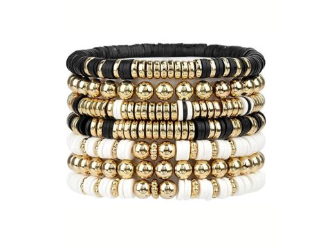 JOKOMISIADA Zestaw Koraliki złote czarne białe Bransoletka Przyjaźni Zrób sam ZA5284