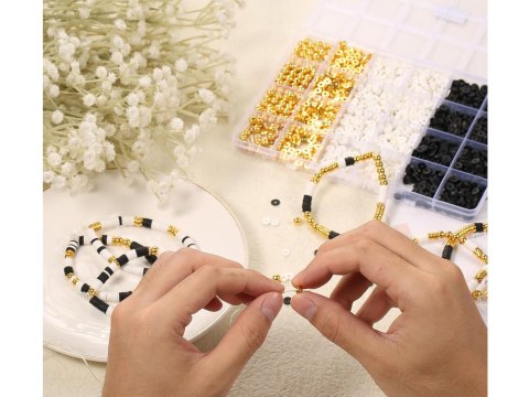 JOKOMISIADA Zestaw Koraliki złote czarne białe Bransoletka Przyjaźni Zrób sam ZA5284