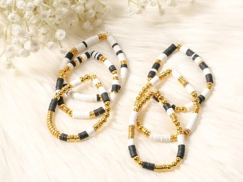 JOKOMISIADA Zestaw Koraliki złote czarne białe Bransoletka Przyjaźni Zrób sam ZA5284