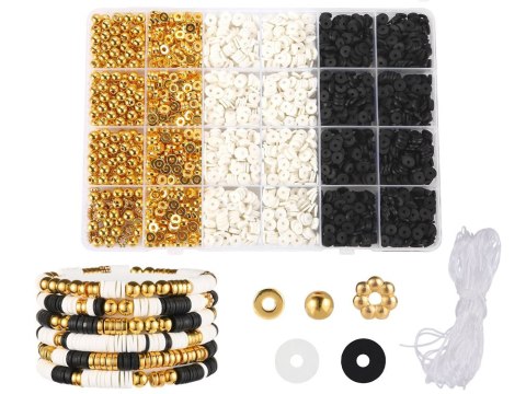 JOKOMISIADA Zestaw Koraliki złote czarne białe Bransoletka Przyjaźni Zrób sam ZA5284