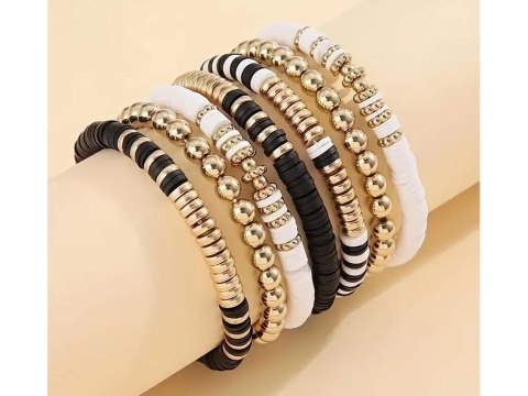 JOKOMISIADA Zestaw Koraliki złote czarne białe Bransoletka Przyjaźni Zrób sam ZA5284