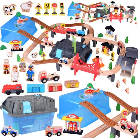 JOKOMISIADA Drewniana Kolejka Klocki zbuduj Miasto Pociąg lokomotywa 100 elem ZA5380