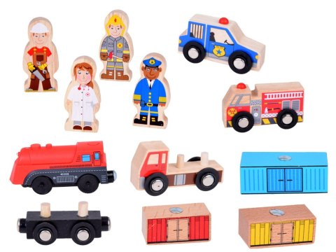 JOKOMISIADA Drewniana Kolejka Klocki zbuduj Miasto Pociąg lokomotywa 100 elem ZA5380