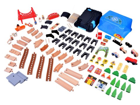 JOKOMISIADA Drewniana Kolejka Klocki zbuduj Miasto Pociąg lokomotywa 100 elem ZA5380