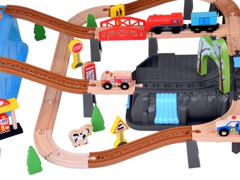 JOKOMISIADA Drewniana Kolejka Klocki zbuduj Miasto Pociąg lokomotywa 100 elem ZA5380