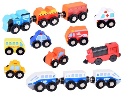 JOKOMISIADA Drewniana Kolejka Zestaw Klocków zbuduj Miasto + Pociąg Walizka 89 ZA5374