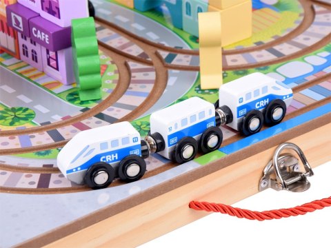 JOKOMISIADA Drewniana Kolejka Zestaw Klocków zbuduj Miasto + Pociąg Walizka 89 ZA5374