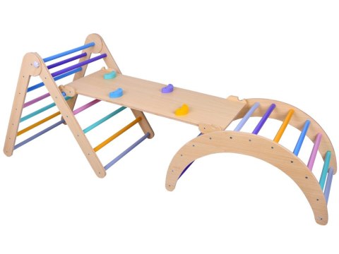 JOKOMISIADA Drewniany Domowy Plac Zabaw Zestaw Wspinaczkowy dla dzieci 3w1 ZA5389