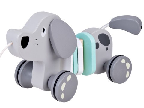 JOKOMISIADA Drewniany Piesek - Zabawka do ciągnięcia na sznurku Szary pies ZA5376