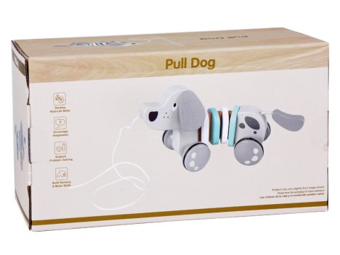 JOKOMISIADA Drewniany Piesek - Zabawka do ciągnięcia na sznurku Szary pies ZA5376