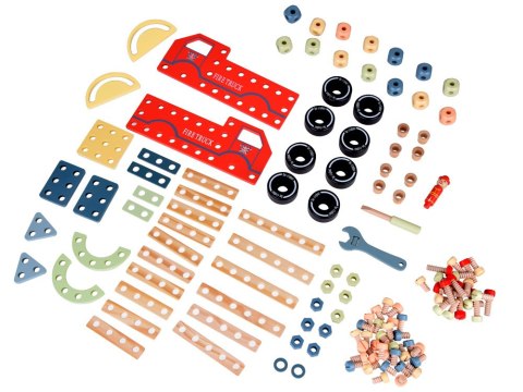 JOKOMISIADA Drewniany Zestaw konstrukcyjny Klocki zbuduj Auto Wieże 129 ele ZA5381