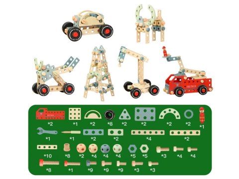 JOKOMISIADA Drewniany Zestaw konstrukcyjny Klocki zbuduj Auto Wieże 129 ele ZA5381