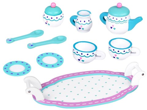 JOKOMISIADA Drewniany zestaw Herbaciany serwis kawowy Filiżanki Dzbanek Taca ZA5385