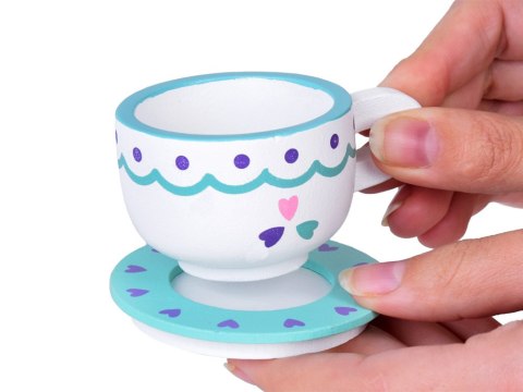 JOKOMISIADA Drewniany zestaw Herbaciany serwis kawowy Filiżanki Dzbanek Taca ZA5385