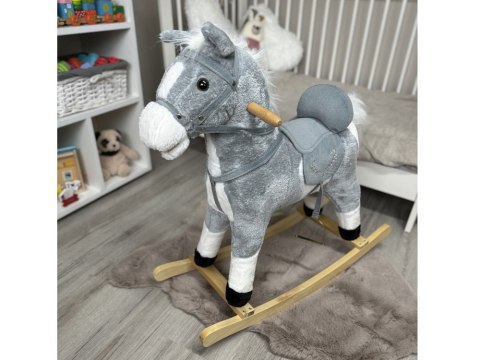 JOKOMISIADA Duży konik Szary Koń na biegunach rży + ruchomy ogon i pysk ZA5441