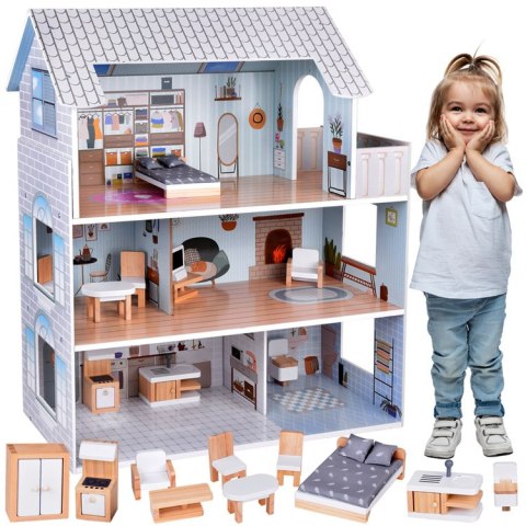 JOKOMISIADA Uroczy domek z meblami Stylowa Drewniana Willa dla Lalek ZA5368