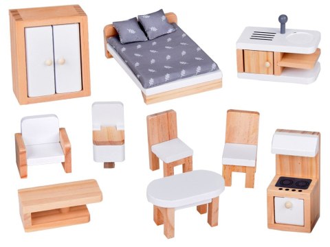 JOKOMISIADA Uroczy domek z meblami Stylowa Drewniana Willa dla Lalek ZA5368