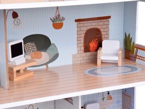 JOKOMISIADA Uroczy domek z meblami Stylowa Drewniana Willa dla Lalek ZA5368