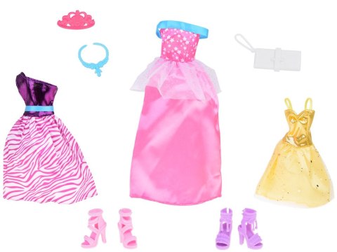 JOKOMISIADA Zestaw Modne ubranka dla lalek Sukienki + biżuteria + akcesoria ZA5413