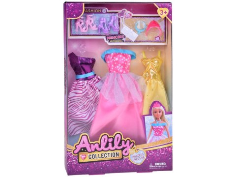 JOKOMISIADA Zestaw Modne ubranka dla lalek Sukienki + biżuteria + akcesoria ZA5413