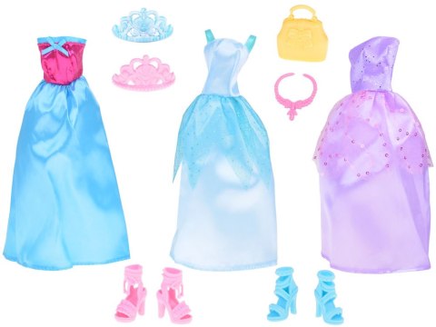 JOKOMISIADA Zestaw Modne ubranka dla lalek Sukienki + biżuteria + akcesoria ZA5414