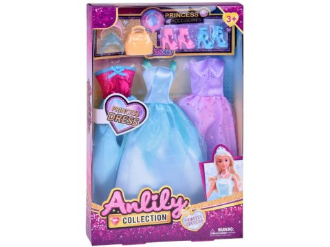 JOKOMISIADA Zestaw Modne ubranka dla lalek Sukienki + biżuteria + akcesoria ZA5414