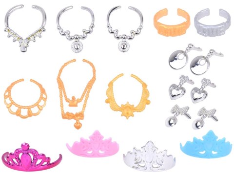 Producent niezdefiniowany Bogaty zestaw Sukienki Buty Torebki Błyszczące dodatki dla lalki ZA5417