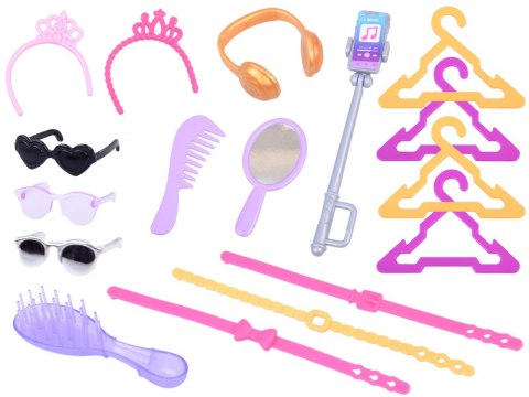 Producent niezdefiniowany Bogaty zestaw Sukienki Buty Torebki Błyszczące dodatki dla lalki ZA5417