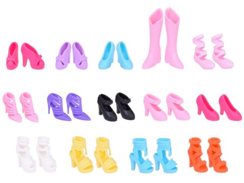 Producent niezdefiniowany Bogaty zestaw Sukienki Buty Torebki Błyszczące dodatki dla lalki ZA5417