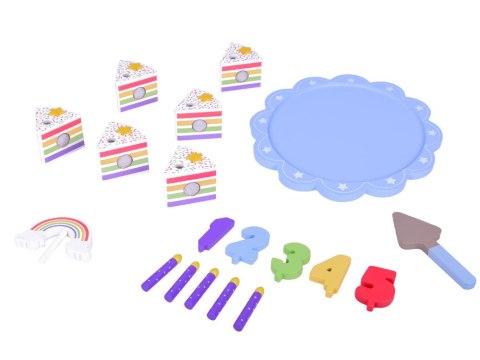 Producent niezdefiniowany Drewniany Kolorowy Tort urodzinowy do krojenia Zabawa w Urodziny ZA5386